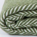 55" X 70" Moss Green And White Cotton Blend Woven Herringbone Plush Throw Blanket with Tassels