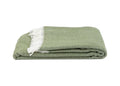 55" X 70" Moss Green And White Cotton Blend Woven Herringbone Plush Throw Blanket with Tassels