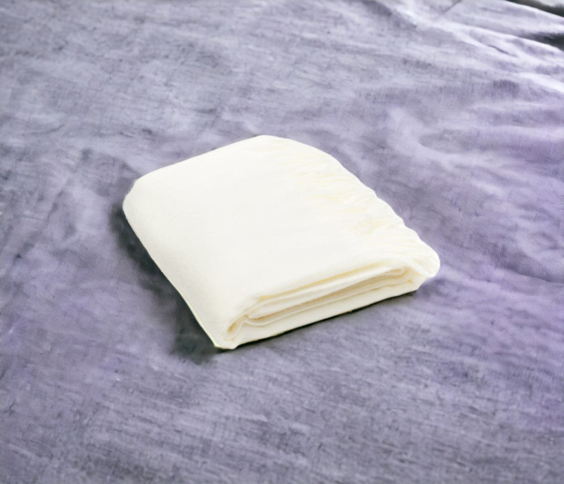 Creamy Milk Soft Acrylic Herringbone Throw Blanket