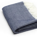 50" X 60" Navy Blue And White Woven Herringbone Plush Throw Blanket