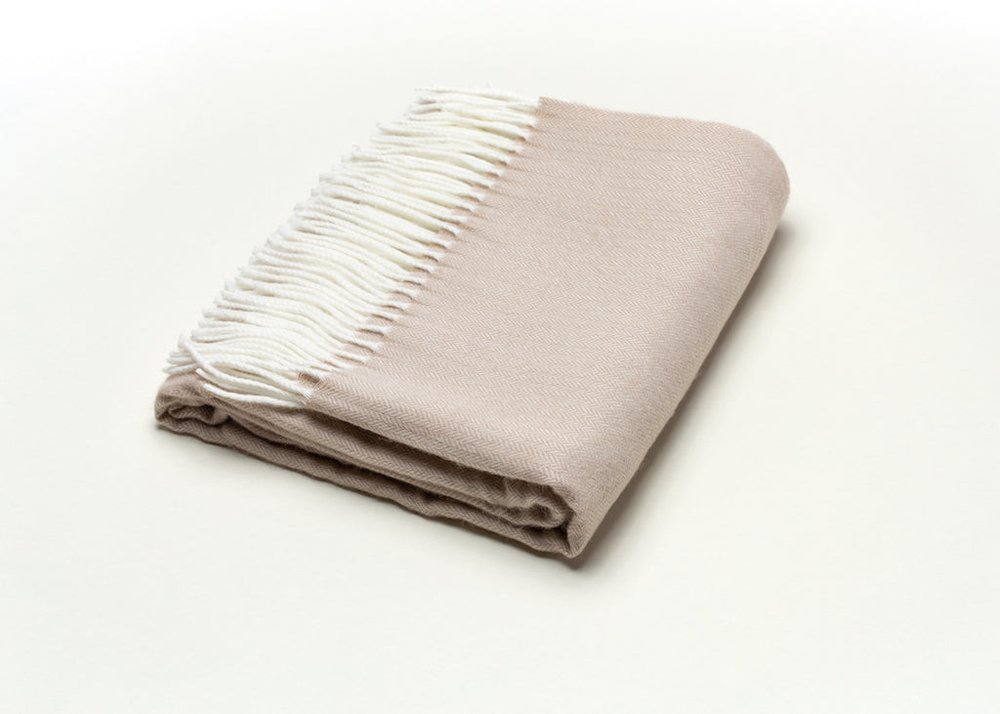 50" X 60" Light Brown Woven Herringbone Plush Throw Blanket with Tassels