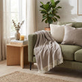 50" X 60" Taupe Woven Herringbone Plush Throw Blanket