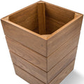 10" Traditional Solid Teak Small Waste Basket