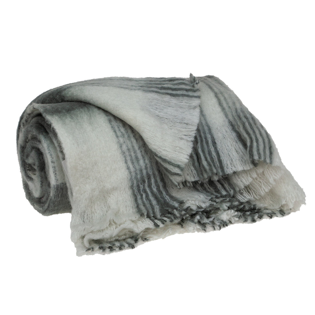 Transitional Gray and White Woven Handloom Throw