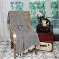 52" X 67" Black And Beige Geometric Diamond Throw Blanket with Tassels