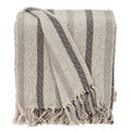 67" X 52" Beige And Taupe Cotton Woven Striped Throw Blanket with Fringe
