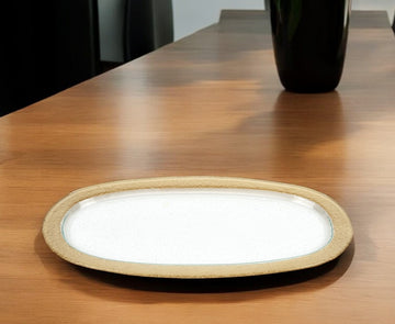 16" Gold Oval Glass Handmade Serving Tray