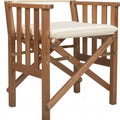 20" Ivory and Natural Wood Solid Wood Indoor Outdoor Director Chair with Ivory Cushion
