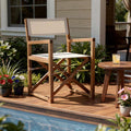 23" White and Natural Wood Solid Wood Indoor Outdoor Director Chair