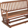 60" Brown Solid Teak Outdoor Glider Bench
