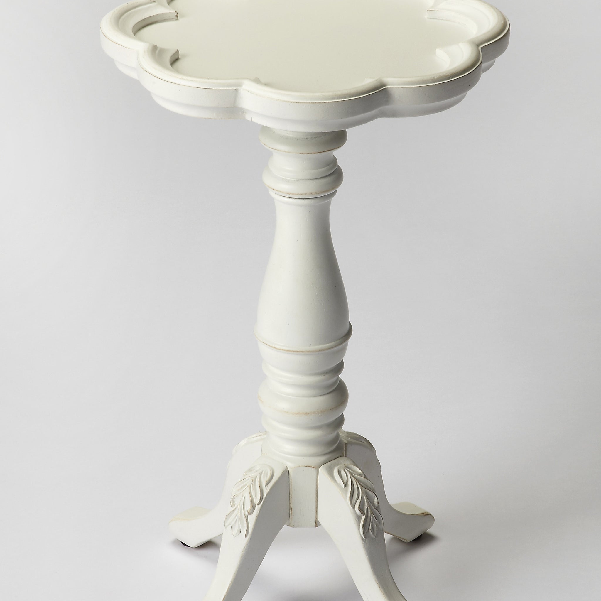 Cottage White End Table - Floral Design