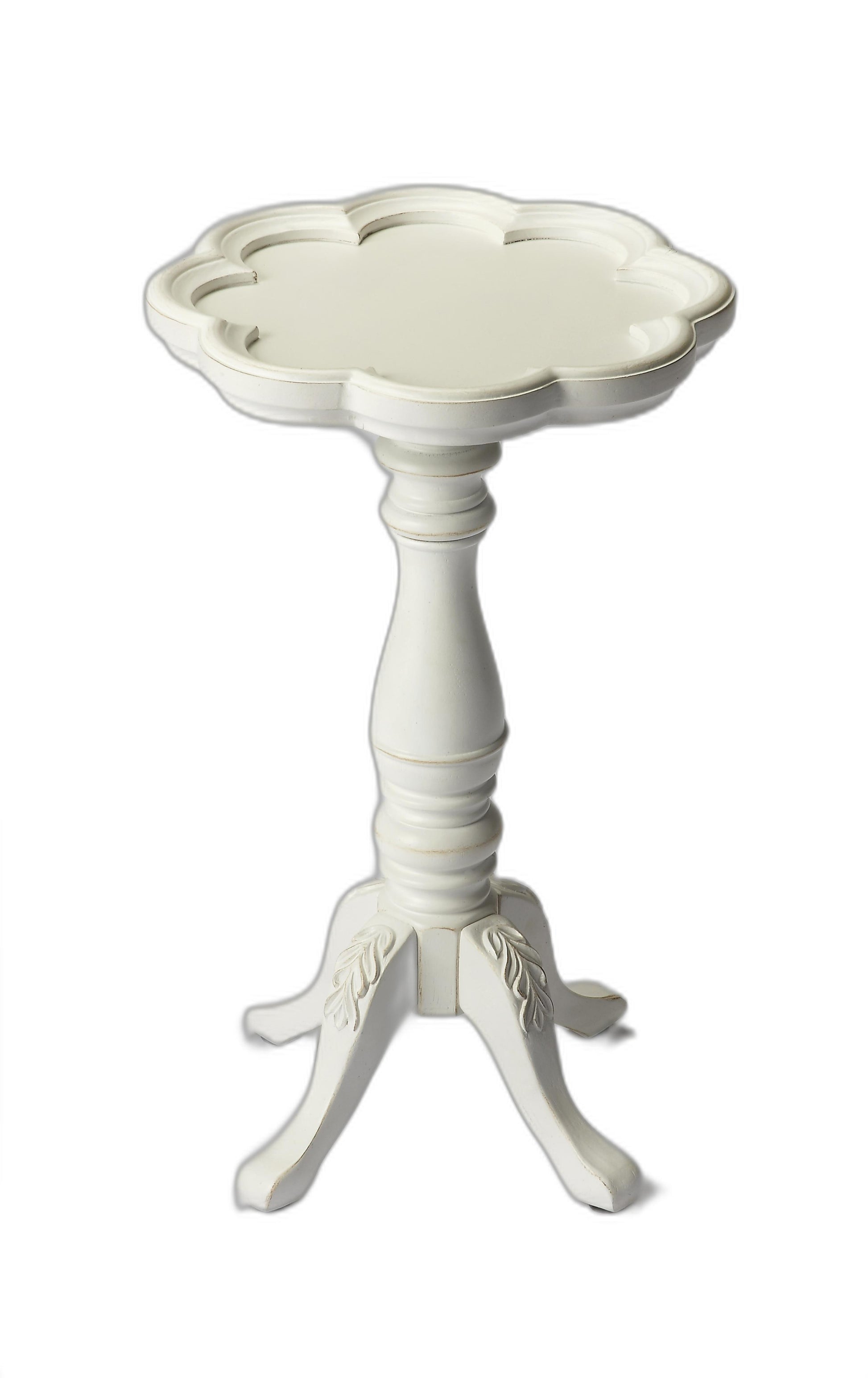 Cottage White End Table - Floral Design