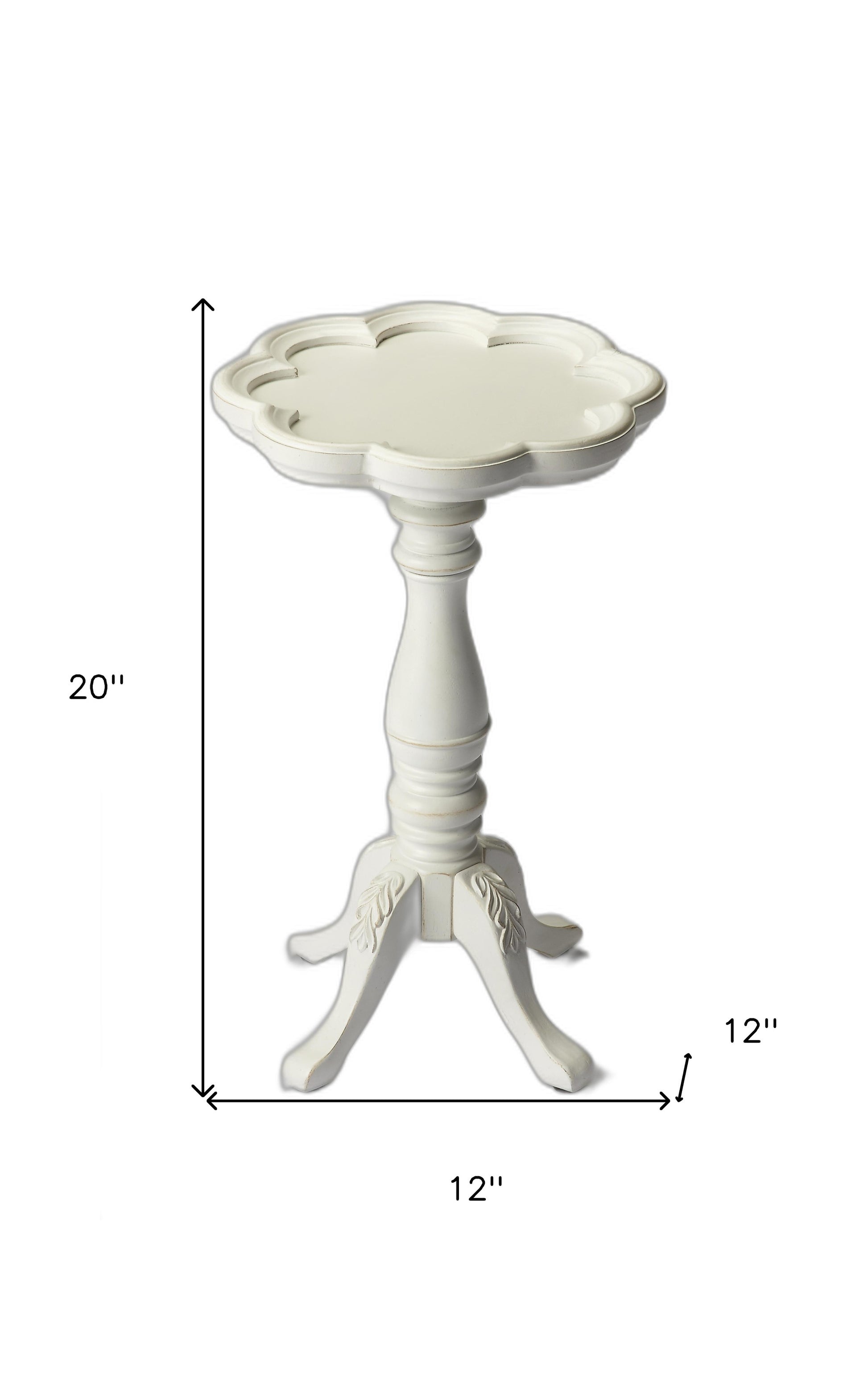 Cottage White End Table - Floral Design