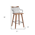 26" Brown Manufactured Wood and Iron Counter Height Bar Chair