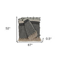 52" X 67" Beige and Black Woven Wool Throw Blanket