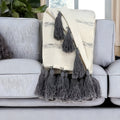 Off White Woven Cotton Solid Color Reversable Throw
