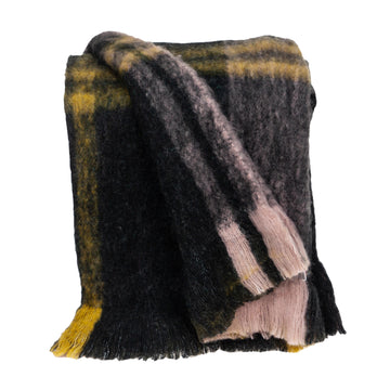 52" X 67" Yellow and Black Woven Acrylic Throw Blanket