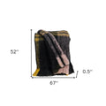 52" X 67" Yellow and Black Woven Acrylic Throw Blanket