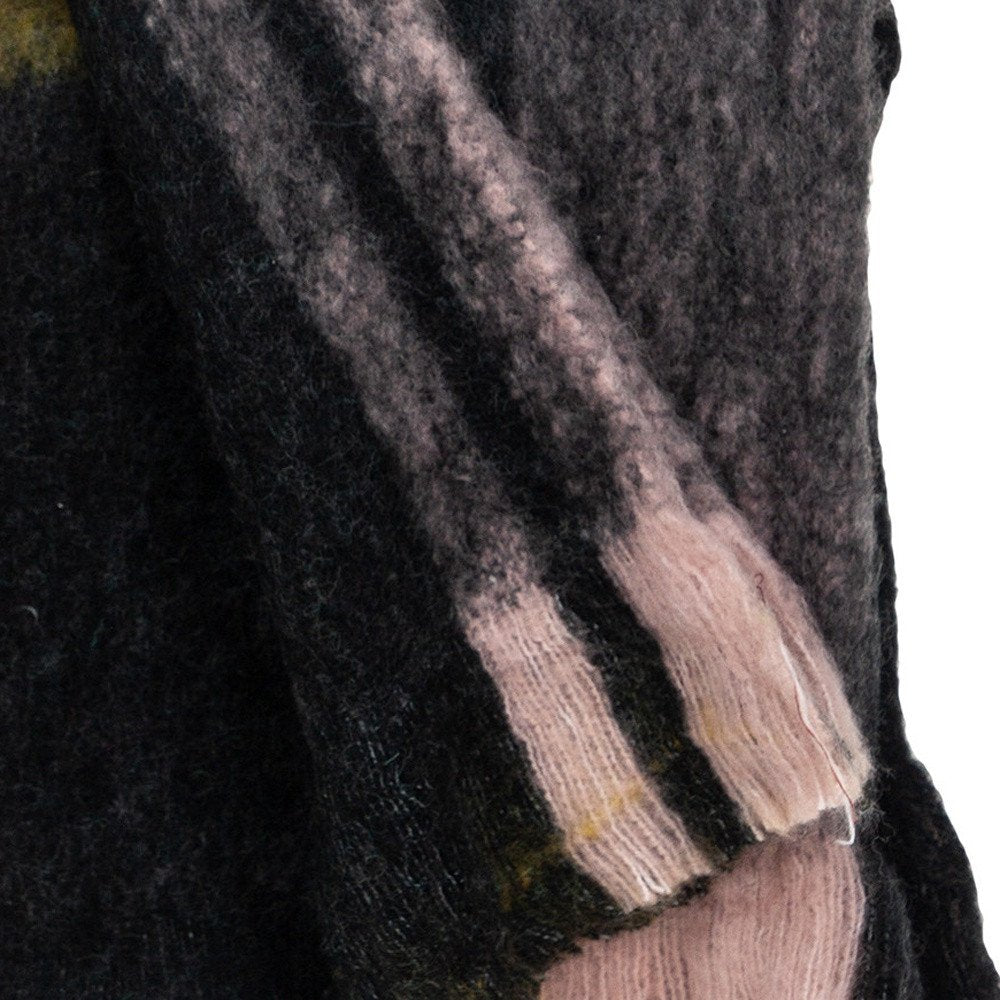 52" X 67" Yellow and Black Woven Acrylic Throw Blanket