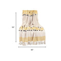 50" X 60" Yellow and Ivory Woven Cotton Striped Throw Blanket with Tassels