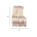 50" X 60" Purple and Ivory Woven Cotton Striped Throw Blanket with Tassels