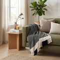 Black and White Woven Cotton Striped Throw Blanket