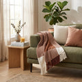 Burnt Orange Woven Cotton Striped Throw Blanket
