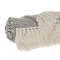 Gray Woven Cotton Striped Throw Blanket