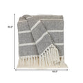 Gray Woven Cotton Striped Throw Blanket