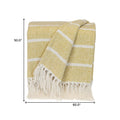 50" X 60" White And Yellow Striped Cotton Woven Throw Blanket