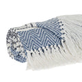 Blue Woven Cotton Striped Throw Blanket