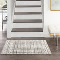 2' X 4' Ivory And Grey Abstract Power Loom Distressed Non Skid Area Rug