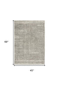 4' X 6' Ivory And Grey Abstract Power Loom Distressed Non Skid Area Rug