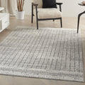 4' X 6' Ivory And Grey Abstract Power Loom Distressed Non Skid Area Rug