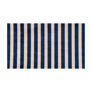 2' X 4' Navy And Sand Striped Tufted Washable Non Skid Area Rug
