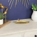 10" Gold Cast Iron Leaf Vanity Tray