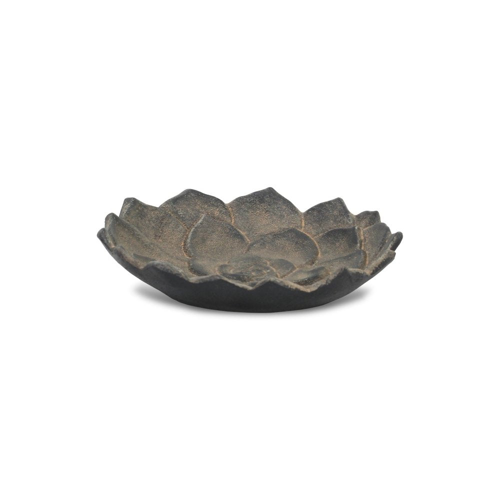 6" Black Lotus Flower Metal Handmade Tray