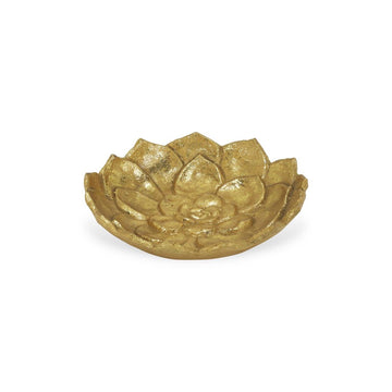 6" Gold Lotus Flower Metal Lotus Leaf Handmade Vanity Tray