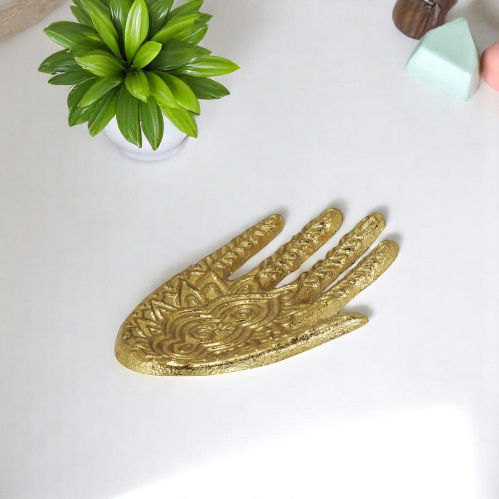 5" Gold Hamza Metal Handmade Tray