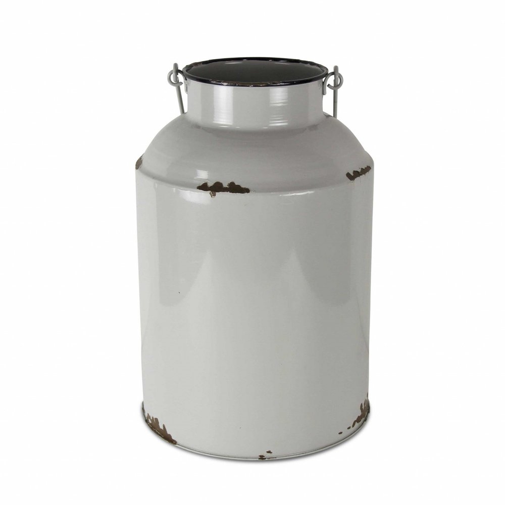 17" Gray Metal Jug Vase