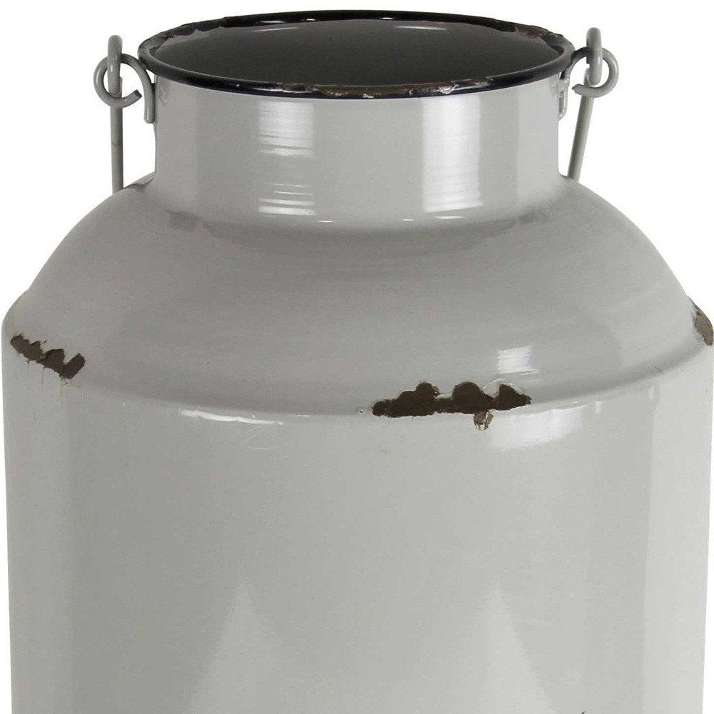 17" Gray Metal Jug Vase