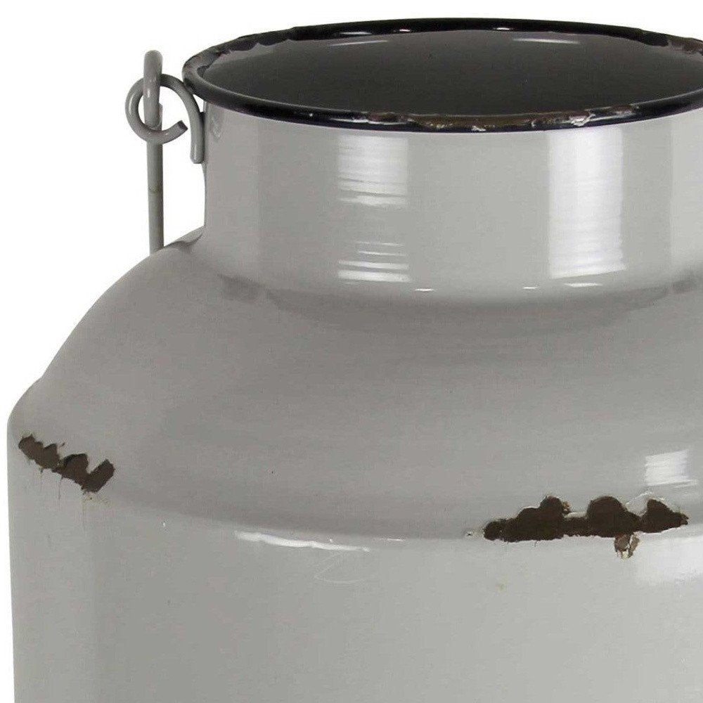 17" Gray Metal Jug Vase