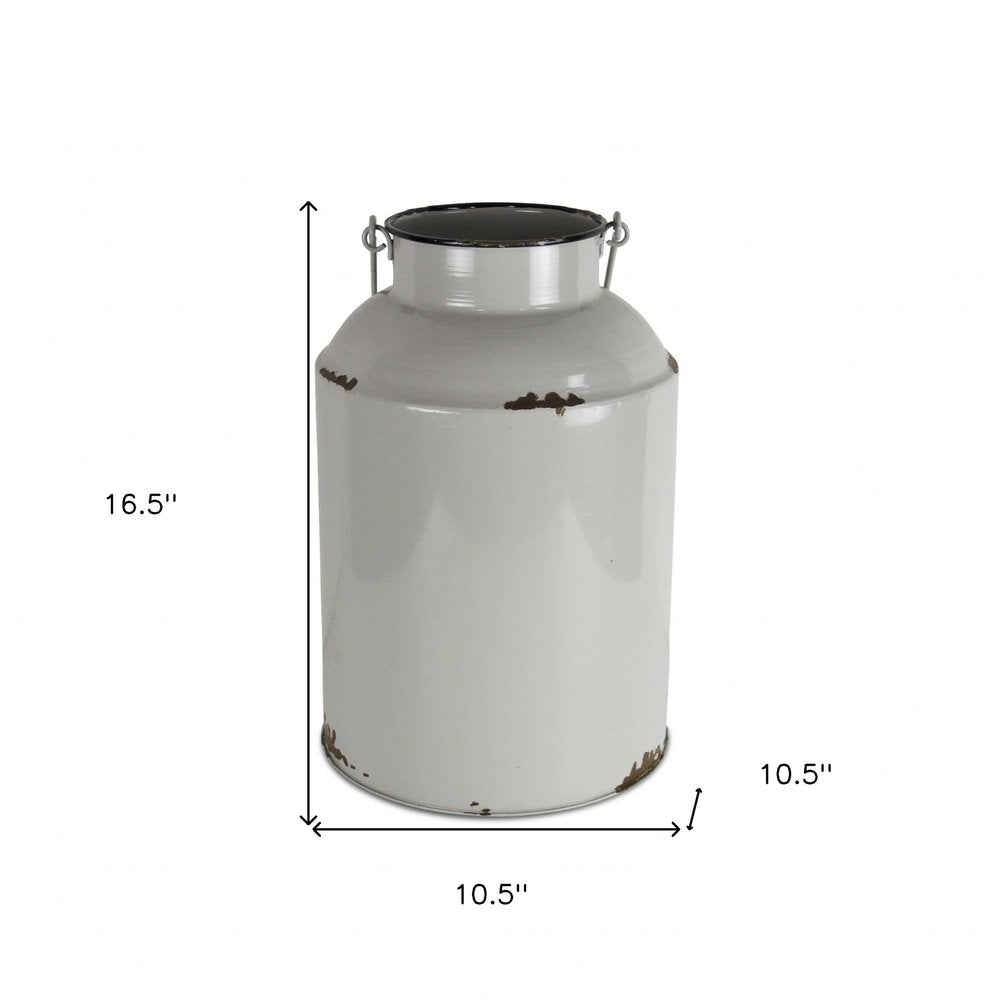 17" Gray Metal Jug Vase