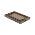 Set of Three Brown Rectangular Wood Handmade Serving Tray With Handles