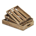 19" Brown Rectangular Wood Handmade Tray With Handles
