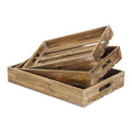 19" Brown Rectangular Wood Handmade Tray With Handles