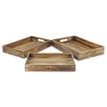 19" Brown Rectangular Wood Handmade Tray With Handles