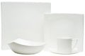 White Five Piece Square Bone China Dinnerware Set
