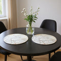 15" X 15" Gold Ivory And Gray Abstract Agglomerated cork Round Placemats