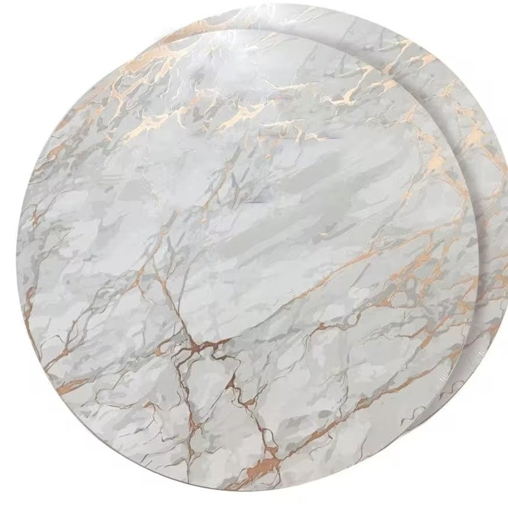 15" X 15" Gold Ivory And Gray Abstract Agglomerated cork Round Placemats